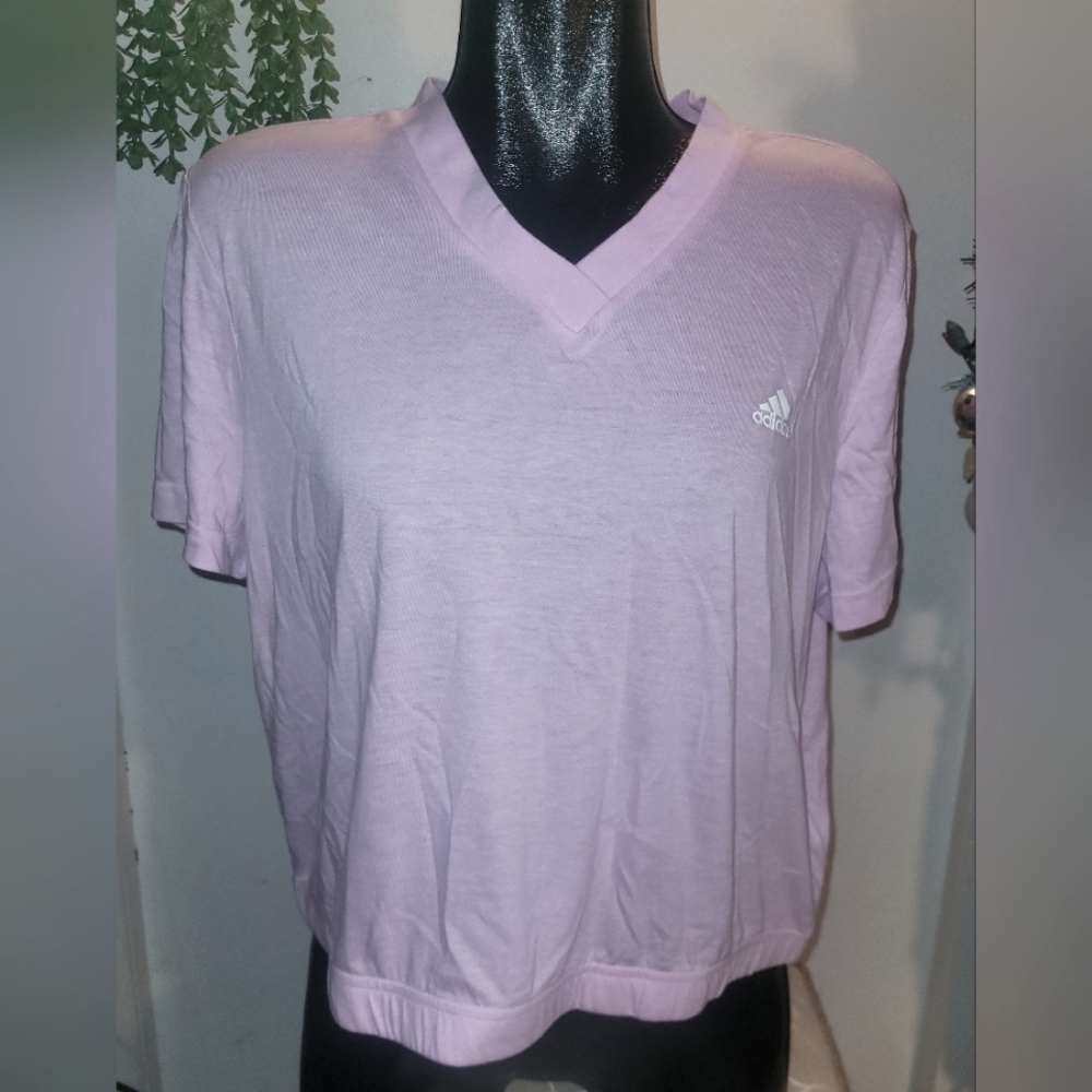adidas Light Lavender V-Neck Short Sleeve Tee